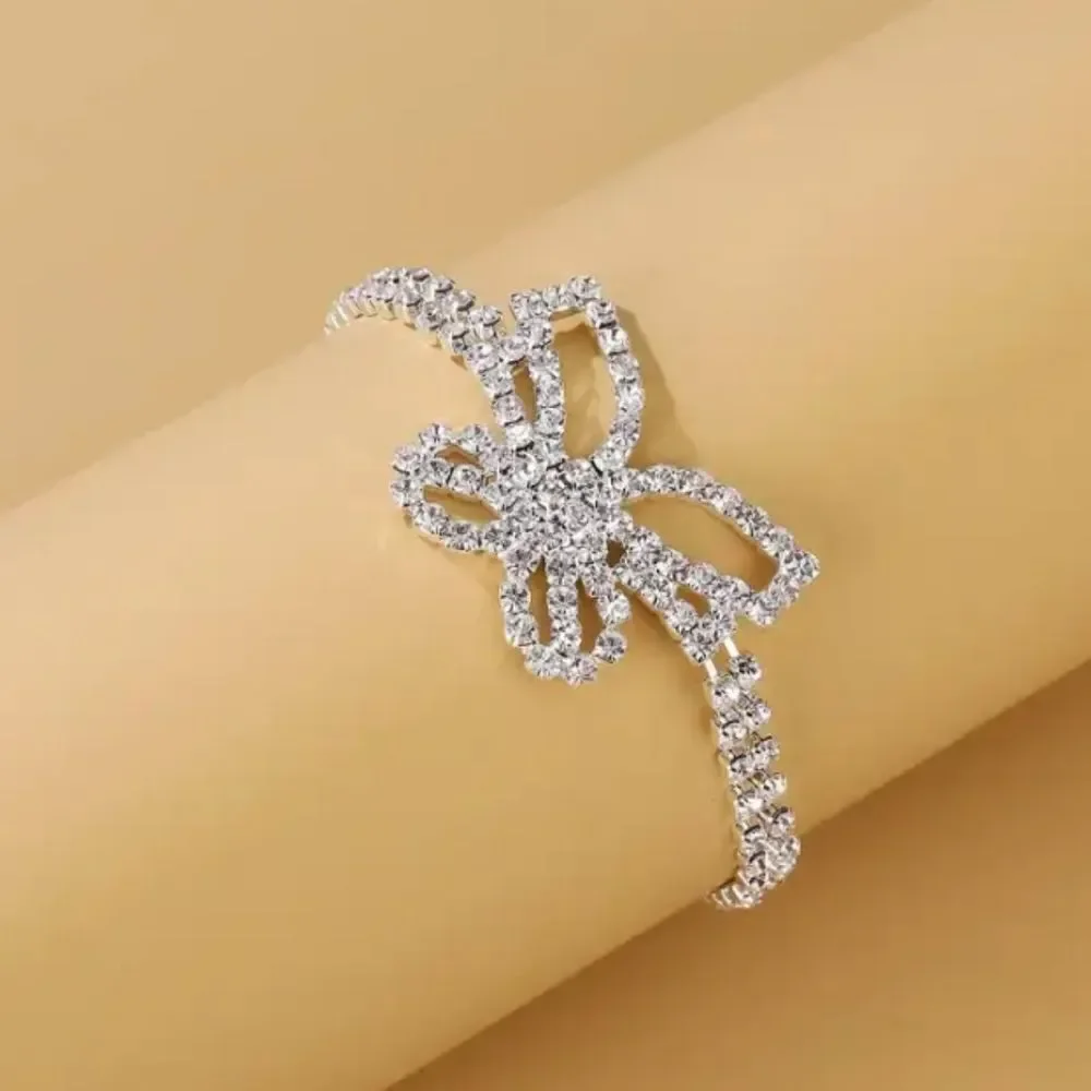 3 for 26 - Crystal Silver Butterfly Anklet